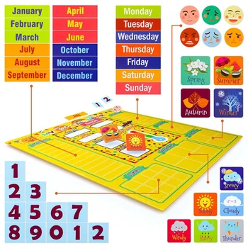 Børn Dagligt netic Første Kalenderen Børnehave Læring Legetøj Vejr Station til Piger Drenge Anvendelige på Væggen eller Køleskabet