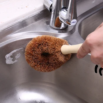 1Pc Naturlige Kokos Brun, Ikke-Stick Olie Pot Børste Opvask Olie rensebørste Kan Hænge Type Børste Køkken Tilbehør til Hjemmet