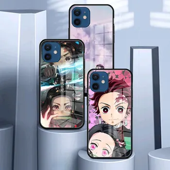 Glas Case Til Apple iPhone-12 11 Pro 7 XR-X XS Max 8 6 6s Plus SE 2020 12mini Hærdet Telefon Dække Anime Tegnefilm Demon Blade