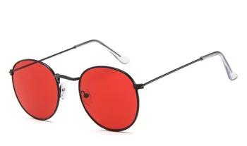 Retro ovale solbriller Kvinder/Mænd brand designer vintage lille, sort, Rød, Gul nuancer sol briller, Oculos De Sol
