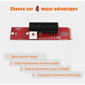 NGFF M. Tasten 2 M2 til PCIE 4X 1X PCIE Slot Adapter for BTC Miner Maskine Riser Converter Red Mandlige og Kvindelige Kort,2STK