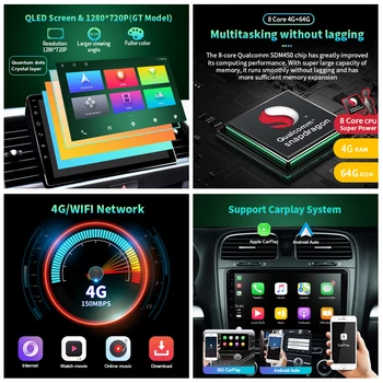 2 Din Bil-Afspiller Til Toyota Land Cruiser 2007-Auto Radio Navigation GPS Support 4G+WiFi BT Carplay Tilbehør DVR OBD