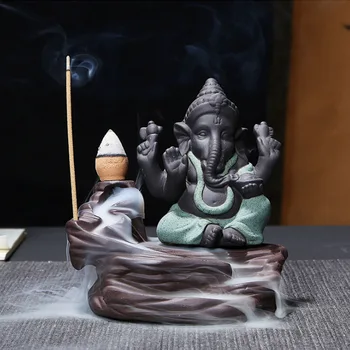 Ornament, Boligindretning Røgelse Brænder Elefant Gud Tilbagestrømning Røgelse Kegler Stick Holder Yoga