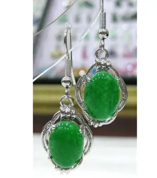 Gratis Forsendelse ædle dame grøn Naturlige jade perle øreringe