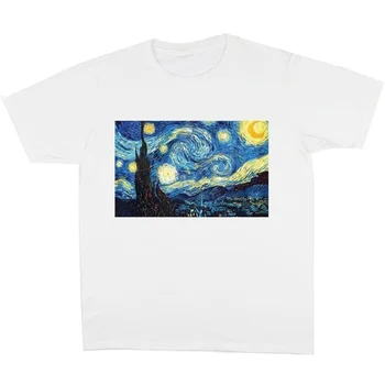 CiptFux Stjerneklar Nat, Vincent Van Gogh Tshirt Vintage Tshirt Kvinder Hvid Tshirt Til At Køle Om Sommeren Rund Hals T-Shirt