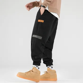 Efteråret mænd ' s harem overalls af bomuld casual løs hip-hop bukser syning koreanske streetwear 2020 elastisk talje mænds bukser