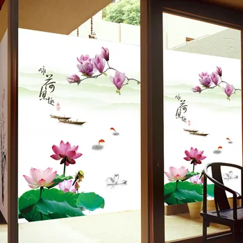 Brugerdefinerede Kinesiske Matteret Glas Mærkat Gennemsigtig Uigennemsigtig Film Badeværelse Døre og Vinduer Custom Dekorative Cellofan