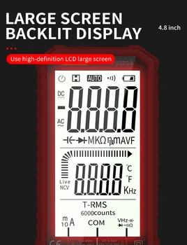 FS8233 NCV Digital Multimeter LCD-Backlight Auto Range 6000 Tæller AC DC Voltmeter Amperemeter Ohm Spænding Tester Kapacitans Meter