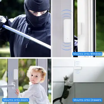 Tuya Zigbee Smart Dør Sensor Døren Åben / Lukke Ind Detektor Sikkerhed Alarm Kompatibel Med Alexa, Google Startside Hurtig Levering