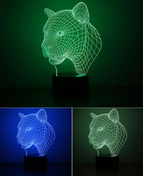 3D-Nat Lys USB-Drevet Leopard Form LED bordlampe Touch-Tast Dekoration Lys Brug Home Hotel Holiday Party