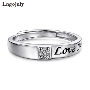 Trendy Kvinde Mand Bryllup Par Ringe Ægte 925 Sterling Sølv Ringe Elsker Zircon Ring Smykker Elsker Jubilæum Ringe