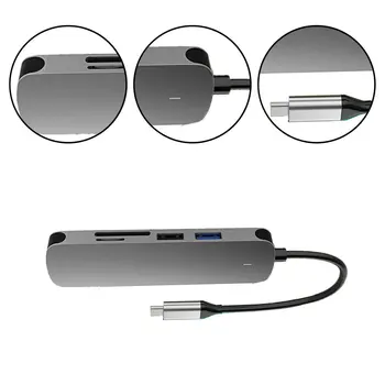 USB-C-Hub 5-i-1 USB-C Til HDMI-Kompatibel Adapter Med 4k-HDMI-Kompatibel 2 Usb-Port, TF Card Reader-Dockingstation