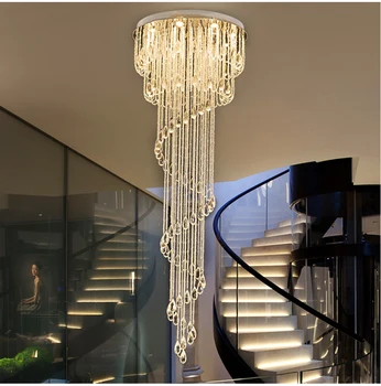 Dobbelt spiral trappe glans krystal lysekrone i loftet belysning restaurant, hotel, hall loft lang belysning lys