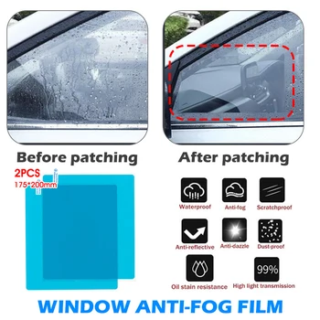 2x Bil Side bakspejl Vandtæt Flim Anti-Fog Støvtæt Mærkat Cuttable Klart vinduesglas Protector 175*200mm Side Film