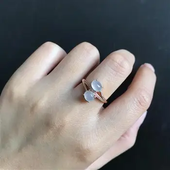 Designer håndværk naturlige kalcedon snoede uregelmæssig form justerbar ring retro lys luksus charme kvindelige sølv smykker