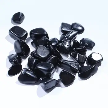 MOKAGY Rå Sort Obsidian kvartskrystal Grus Væltede Sten 12mm-17mm