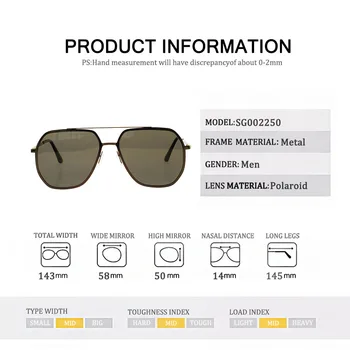 2021 Nye Stil Mænds Polygon Polariserede Solbriller Kørsel Metal solbriller Med Briller Sag SG002250