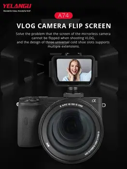 Universal Vlog Selfie Flip Skærm, Kamera, Flip med 3 Kolde Shoe Tilbehør Udvidelse For Microcams