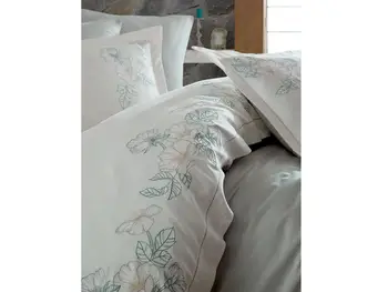 Ruching Hare Embroideried Bomuld Satin Duvet cover sæt Maldive