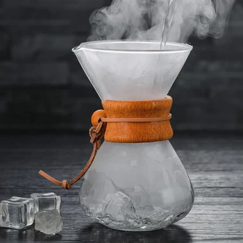 400ml Glas Hånd Og Pot Filter Høj Temperatur Resistent Espresso Kaffemaskine Percolators Hjem, Kontor-Og Kaffefaciliteter