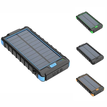 20000MAh Solar Power Bank Bærbare Oplader til iPhone, Samsung Powerbank Ekstern Batteri med LED Lys Kompas