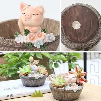 Søde Dyr Kødfulde Flower Pot Amerikansk Country Stil Saftige Potter Harpiks Mini Flower Pot Plante