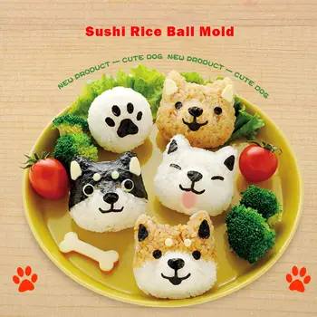 5pcs/Sæt Søde Hund Sushi Nori Ris Bold Skimmel Køkken DIY Bento Tryk på Kaffefaciliteter Kaffefaciliteter Japansk Sushi Madlavning Værktøjer Køkken Værktøjer