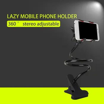 Fleksibel 360 Rotation Klip Mobil-Mobiltelefon-Holder Lazy Bed Desktop Beslag Mount Stå Phone Clip Holder
