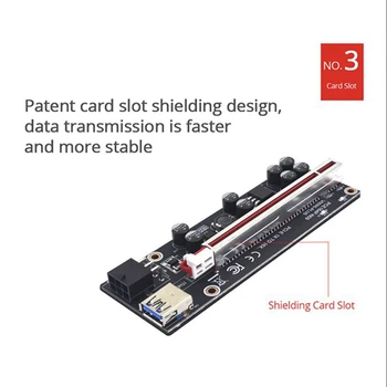 12Pcs VER009S Plus Riser Card SATA-1X til 16X 6Pin USB 3.0 Kabel-PCIE-PCI-E port til PCI Express-Adapter Extender Minedrift Miner