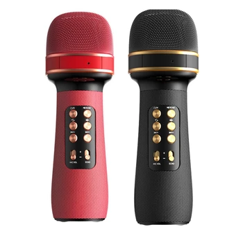 2x Wireless Karaoke Mikrofon Bluetooth Børn Syngende Lyd Integreret Sort/Rød Håndholdt kondensatormikrofon