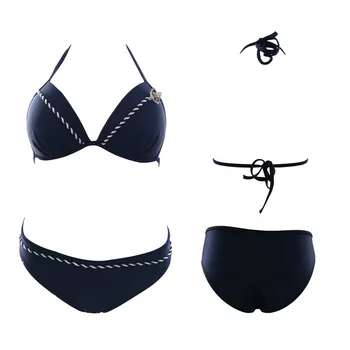 Micro 2019 Nye Bikini sæt Blå Bandeau Badedragt Sexet g-streng Bikini Kvinder Badetøj To stykker Badende badetøj Solid Farve