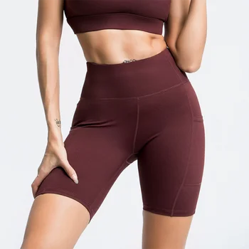 Sommeren kvinder kører fitness sports bukser med høj talje nye yoga passer til quick dry pocket sexede kvinder i stramme fem-cent bukser s m l xl