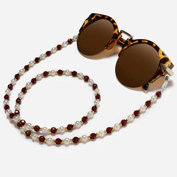 Solbriller Ledninger Indehaveren Pearl Perle Optiker Kæde Rem Mode Læsning Kæde Kvinder Casual Beaded Strop Reb Masker Kæde