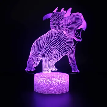 Natten LED-Lys Dinosaur 3D-lampe Søde Legetøj Gift 7 Farve Abstrakte Kunstner Grafik Tegnefilm Atmosfære Lampe Til Børn, børneværelset