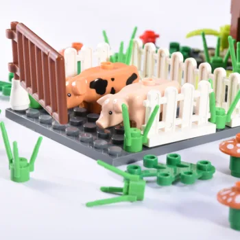 MOC Tropiske Regnskov Arkitektonisk Model DIY-Toy byggesten Byen Bush Blomst Græs Træ med Dyr Base Plade Kid Legetøj