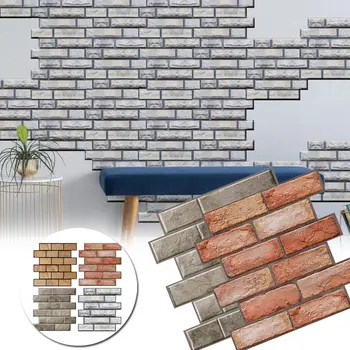 30x30cm 3D Flise Brick Wall Sticker Indretning Vandtæt selvklæbende Vandtæt Skum Panel Baggrund Indretning Wall Sticker