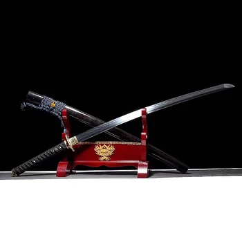 Japansk Katana-1060 High Carbon Stål Klinge Knivskarpe Rigtige Sværd Håndlavet Full Tang Sort Sidste Samurai