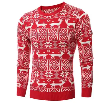 MITEKSAN Nye Jule Mænd Sweater Strik Trykt Hjorte Tykkere Pullover Mænds Mode, Vintage Trække Homme Plus Size 2019 Jersey
