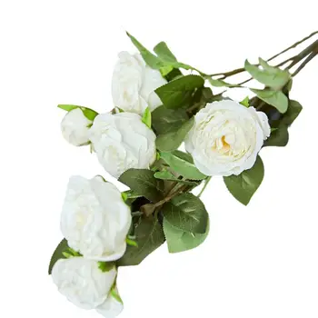 Charmerende Praktisk 6 Hoveder Falske Rose Blomster Faux Silke Kunstig Blomst Fine til Fest