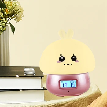 Kanin Vækkeur Optager Tryk på Lampe Fjernbetjening RGB LED Nat Lys USB Silikone Bunny Lampe Børn Baby Gave