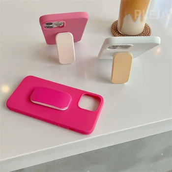 Macaron Solid Farve Folde Stand Holder Telefonen Case Til iphone 12 mini 7 8 plus 11 Pro Max X XR XS SE Antal i 2020 Søde Bløde Dækker