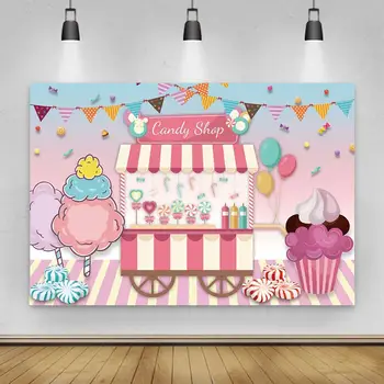 Velkommen Til Candyland Fødselsdag Fotografering Baggrund Girl Første Fødselsdag Baggrund Dessert Bord Dekorationer, Rekvisitter