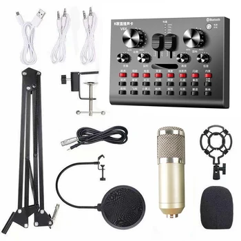 Multifunktionelle Live V8X lydkort og BM800 Suspension Mikrofon Kit Radio-Mikrofon Sæt Intelligent lydkort