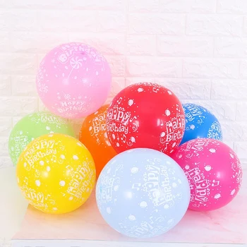 100Pcs Happy Birthday Ballon er Trykt 12 Tommer Fullprint Latex Balloner Party Balloner Fyldt Print i Flerfarvet