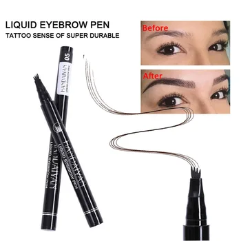 5 Farver Flydende microblading Øjenbryn Tatoveringer Pen med 4 Gaffel Tips Natural Eye Brow Pencil Vandtæt 2020 Makeup