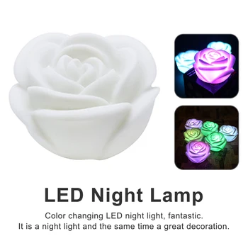 Night light belysning steg blomst farve skiftende LED lys lampe bordlampe romantisk bryllup part boligindretning