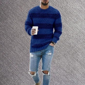 ZOGAA 2020 Nye Sweater for Herre Lange Ærmer Efterår og Vinter Casual Pullover Strikket Tøj Stribet Strik O-Neck Plus Asian Størrelse