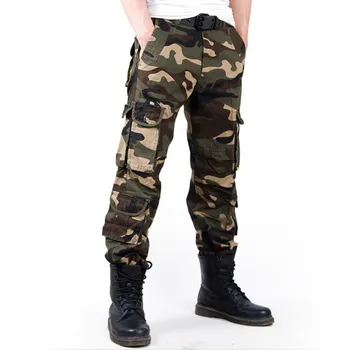 Mænd Multi Lommer Stor Størrelse 40 Mode Camouflage Trykt Militære Cargo Bukser Mænd Løs Baggy Taktiske Bukser Casual Bomuld