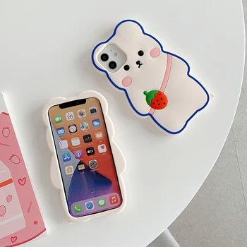 Søde Tegneserie Jordbær Bear Case til iPhone 12 11 Pro X XR XS Max 6 6s 7 8 Plus SE 2020 mini-Blødt Silikone Cover