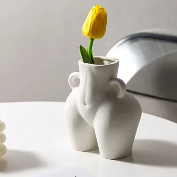 Kreative Nordisk Keramik Simulering Body Shape Vase Plante Blomster Arrangement Kunst Tørret Blomst Plante Arrangement Vase Dekoration